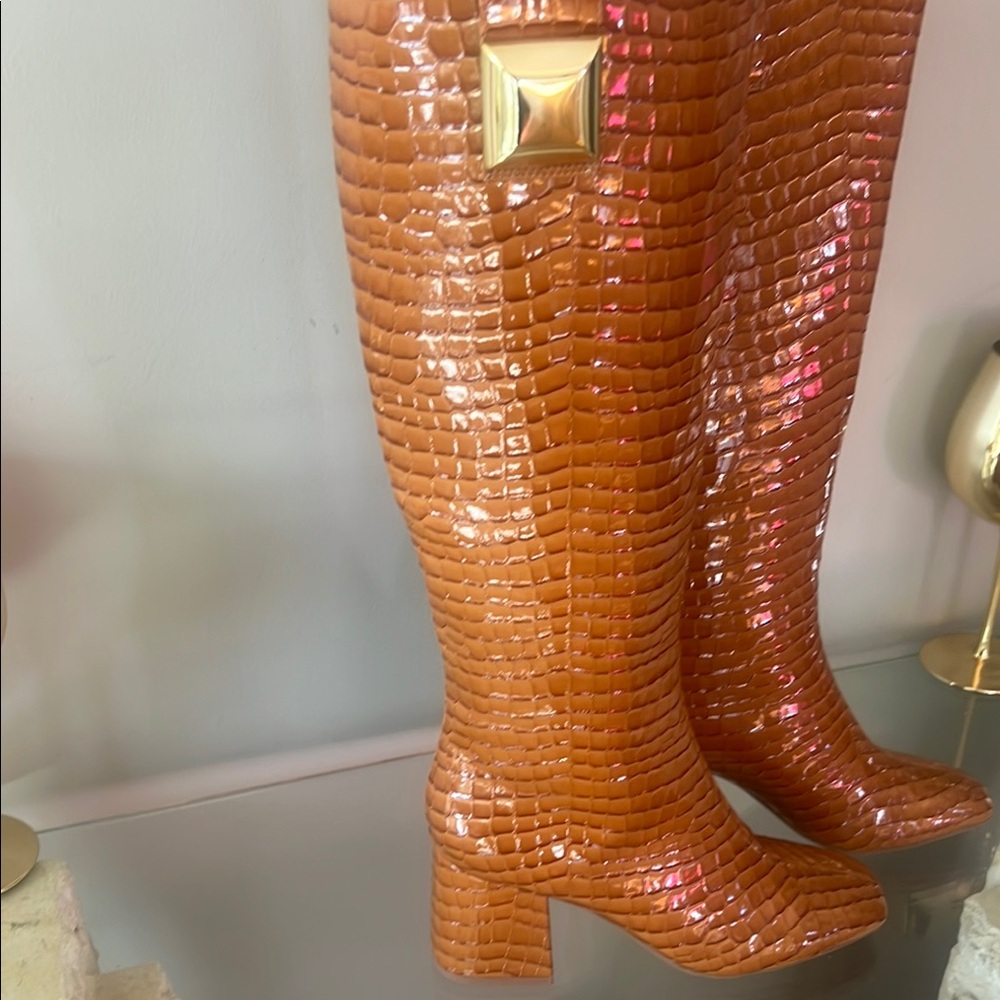 Katy Perry Collections Terracotta Croc-Embossed Boots